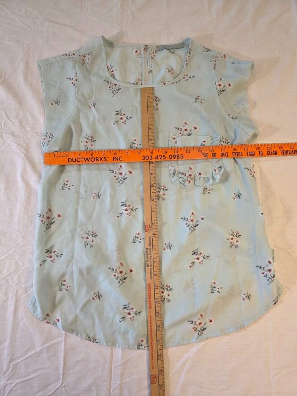 Sweet Rain Blouse Women's Medium Flowers with Front Pocket Sleeveless - Picture 2 of 4